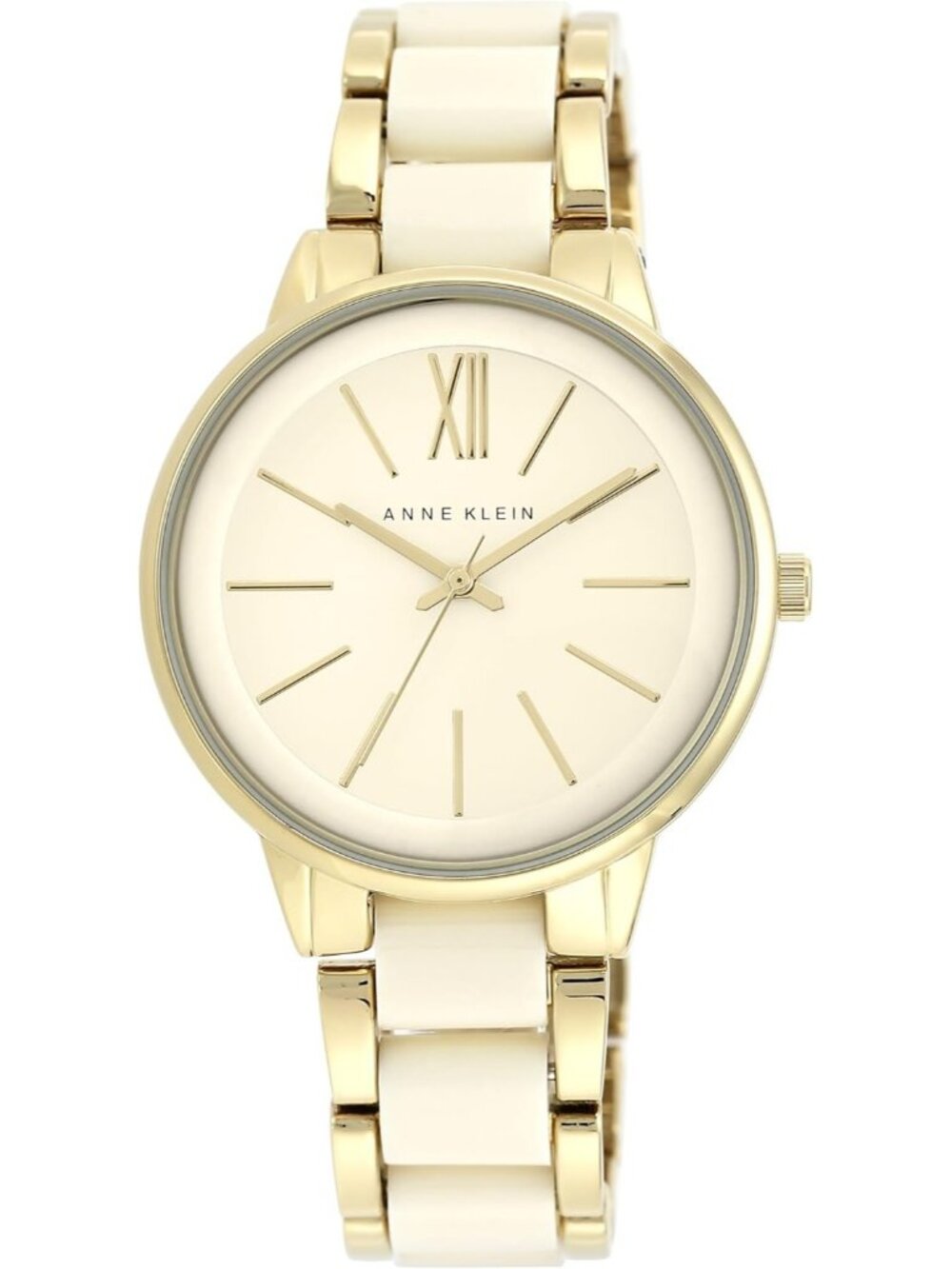 Anne Klein Women's Ivory Gold Analog Quartz Fashion Resin Bracelet Luxury Watch